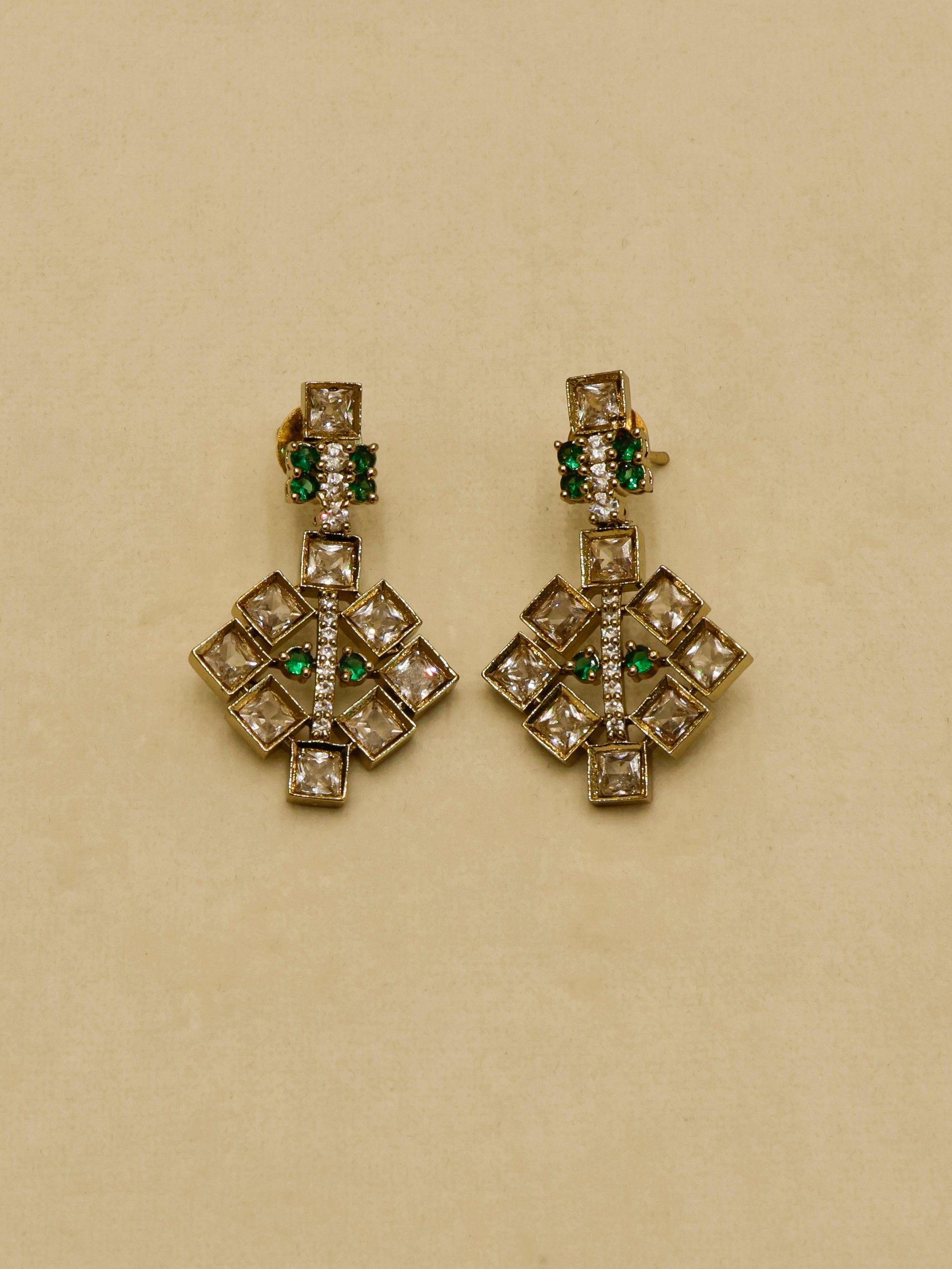 Aanura Green Beaded Choker Necklace Set with Earrings