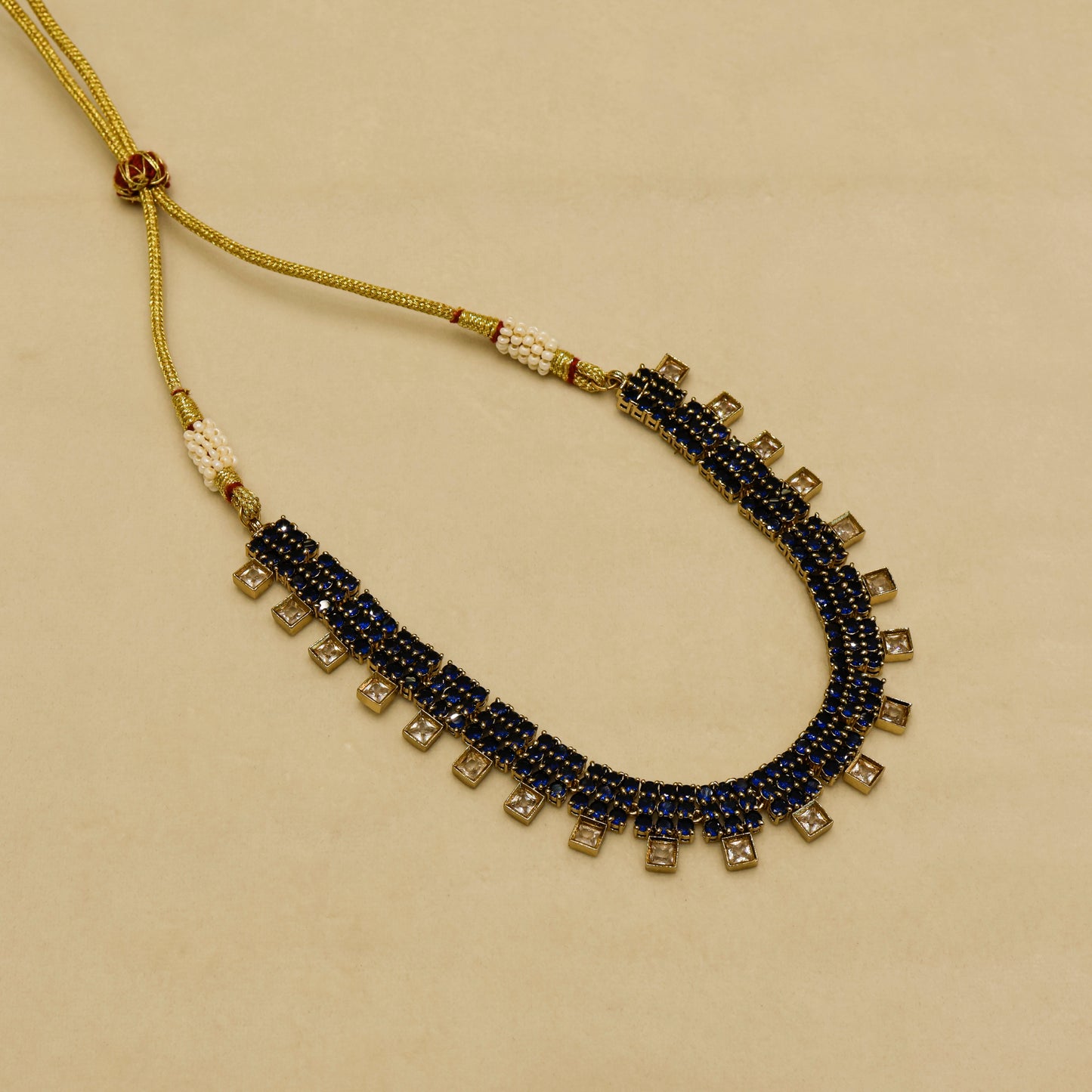 Aanura Green Beaded Choker Necklace Set with Earrings