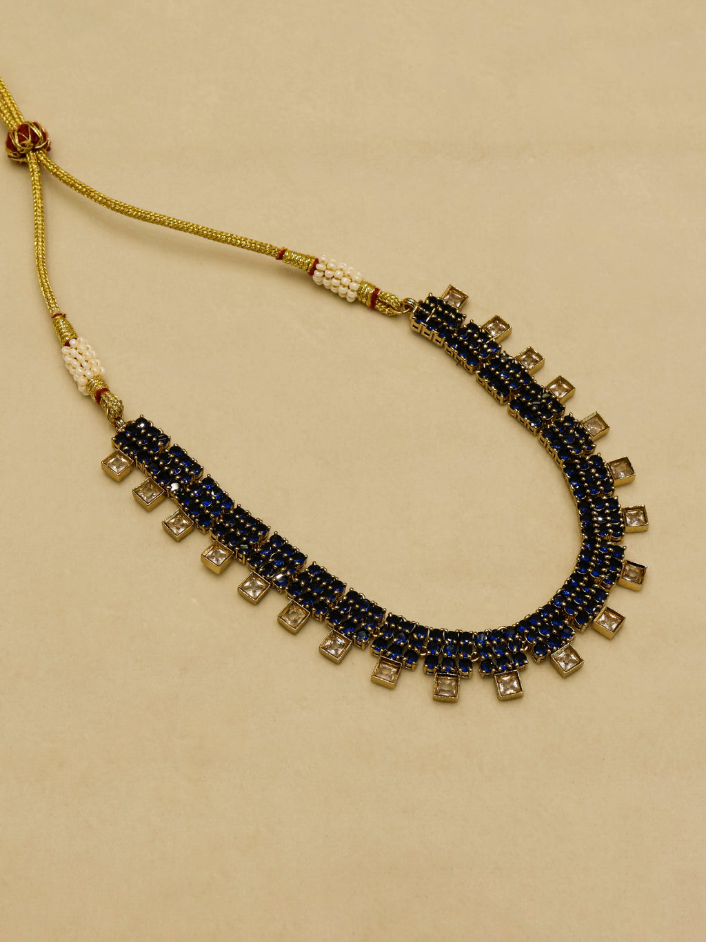 Aanura Green Beaded Choker Necklace Set with Earrings