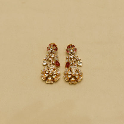 Aanura Floral Kundan Bridal Necklace Set with Earrings