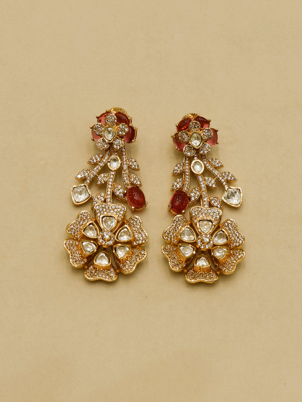 Aanura Floral Kundan Bridal Necklace Set with Earrings