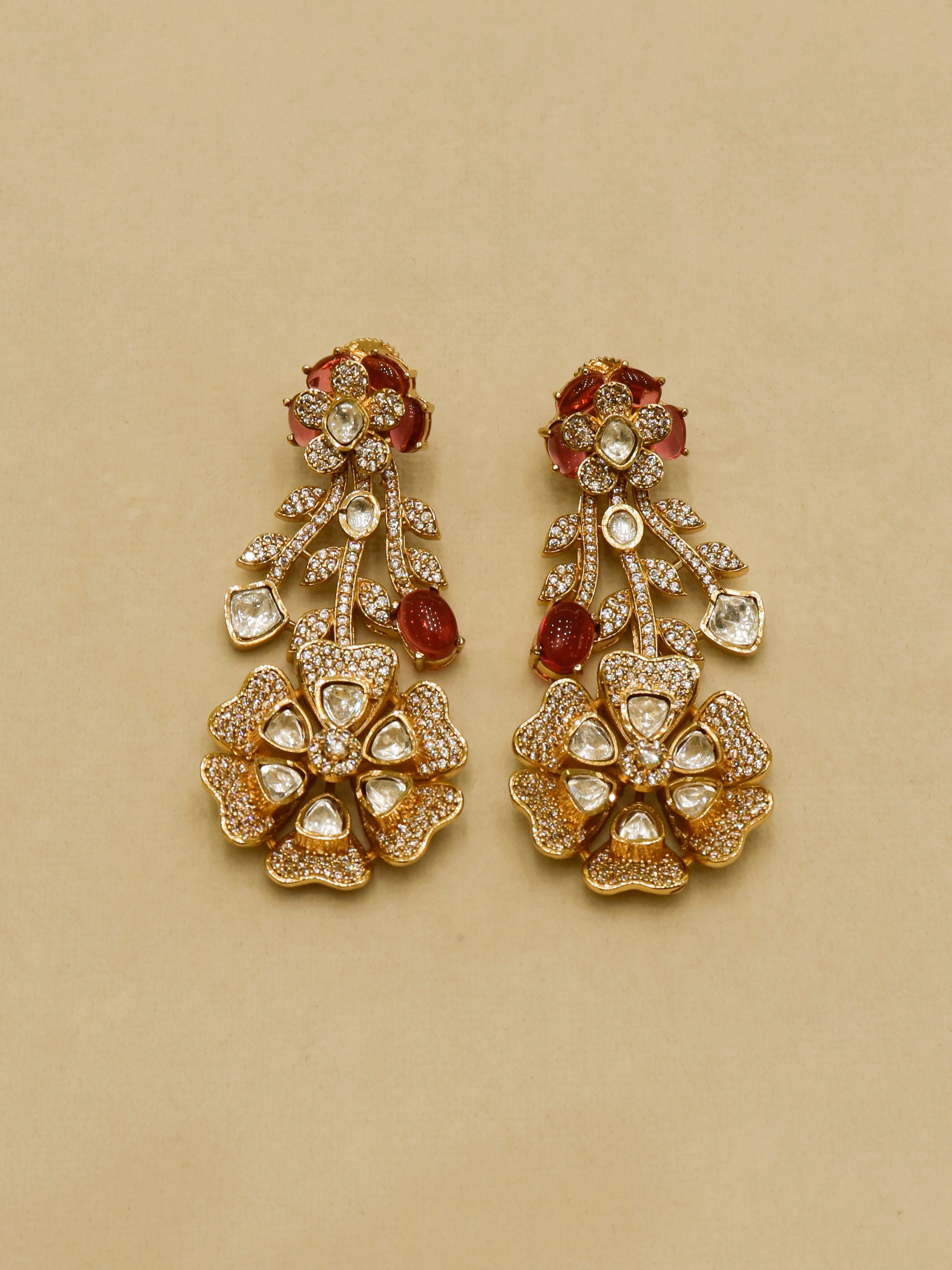 Aanura Floral Kundan Bridal Necklace Set with Earrings