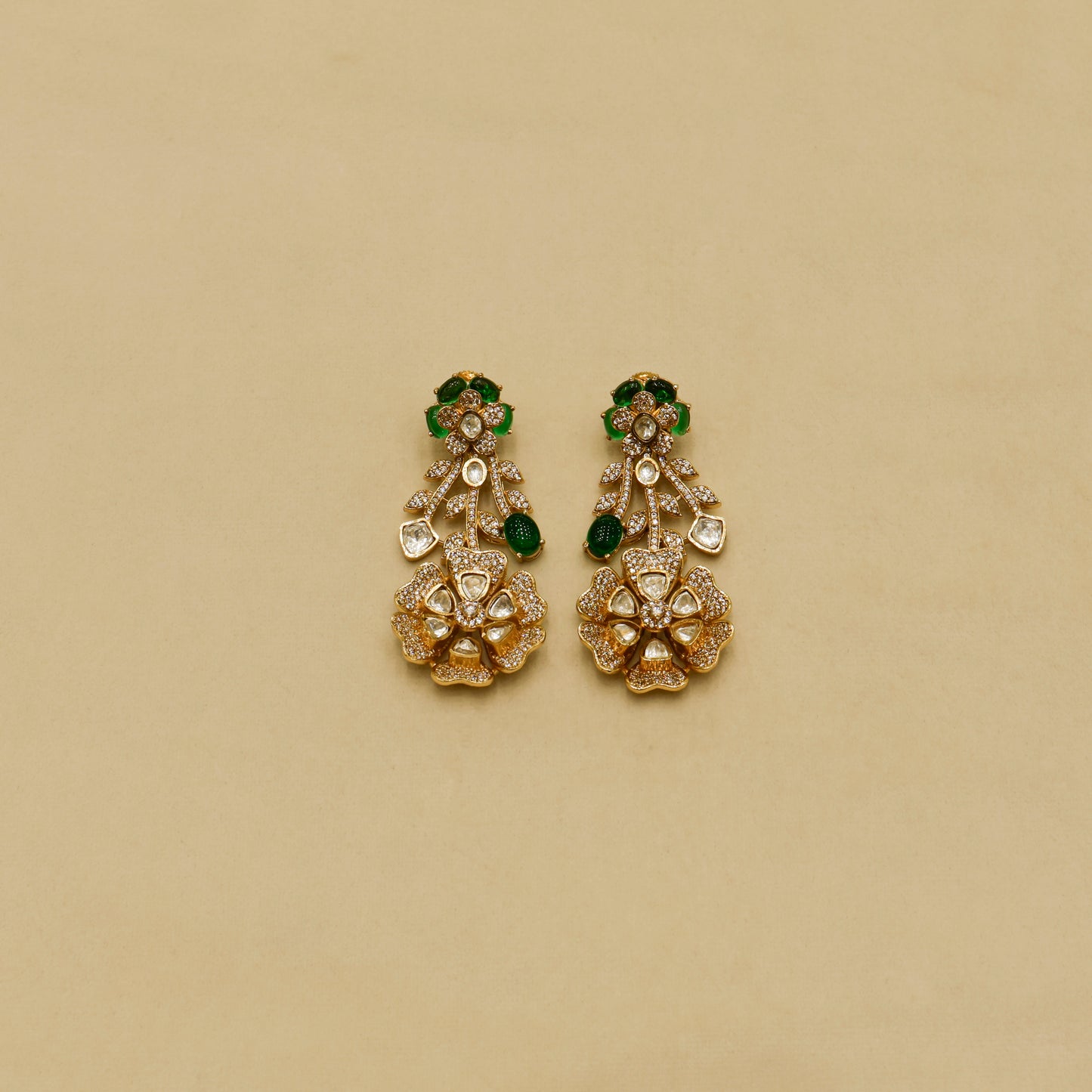 Aanura Floral Kundan Bridal Necklace Set with Earrings