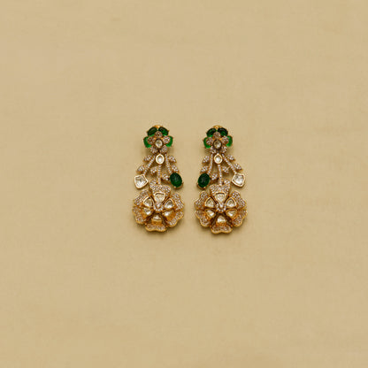 Aanura Floral Kundan Bridal Necklace Set with Earrings