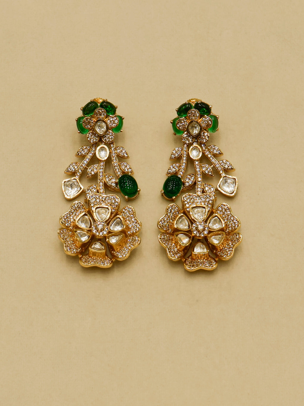 Aanura Floral Kundan Bridal Necklace Set with Earrings