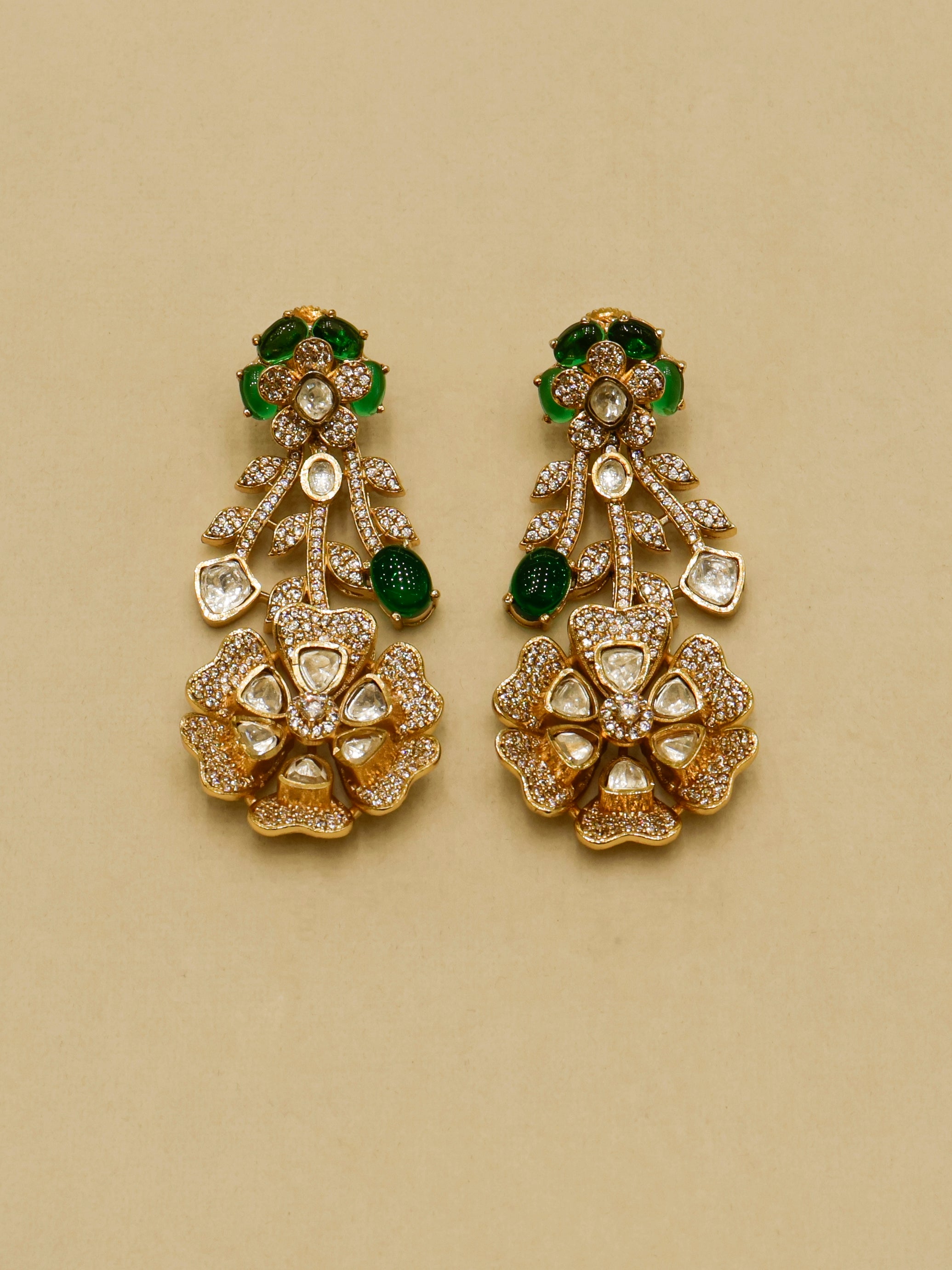 Aanura Floral Kundan Bridal Necklace Set with Earrings