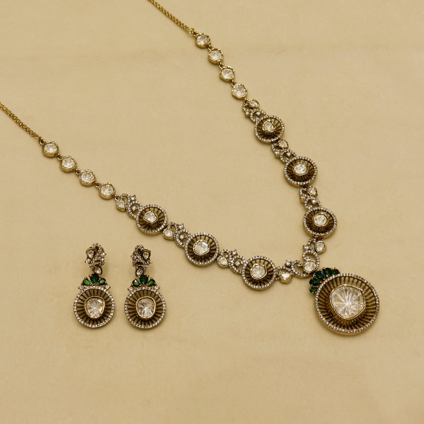 Aanura Long Kundan Necklace with Statement Pendant