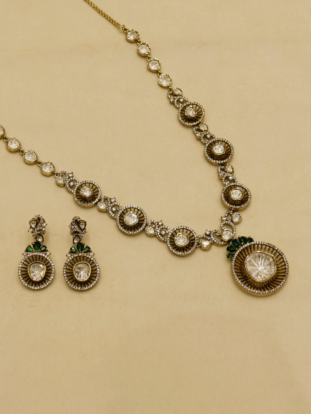 Aanura Long Kundan Necklace with Statement Pendant