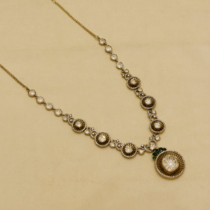 Aanura Long Kundan Necklace with Statement Pendant