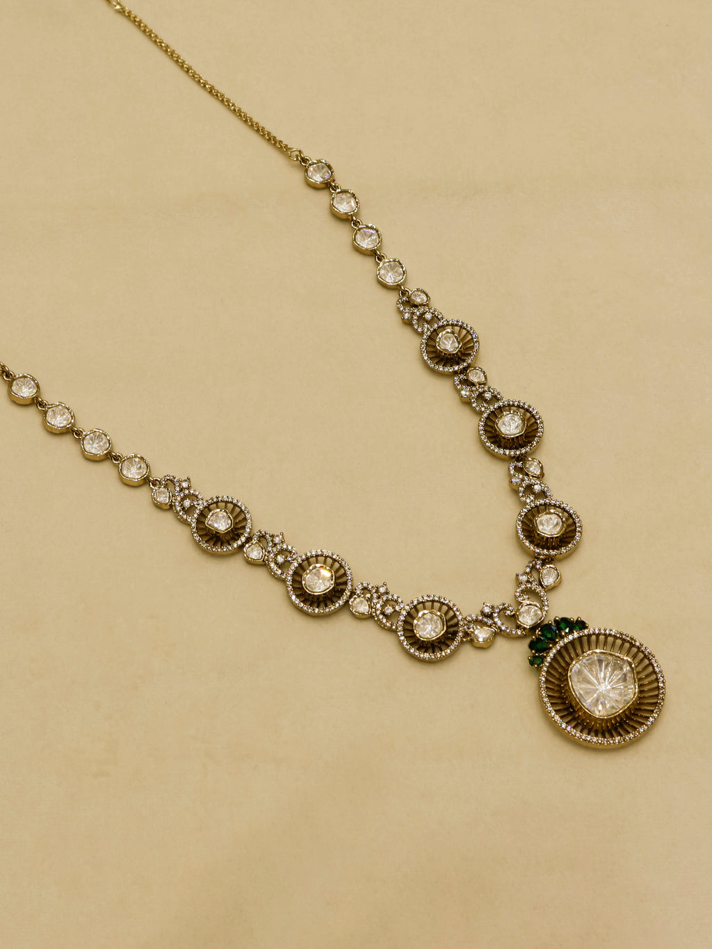 Aanura Long Kundan Necklace with Statement Pendant