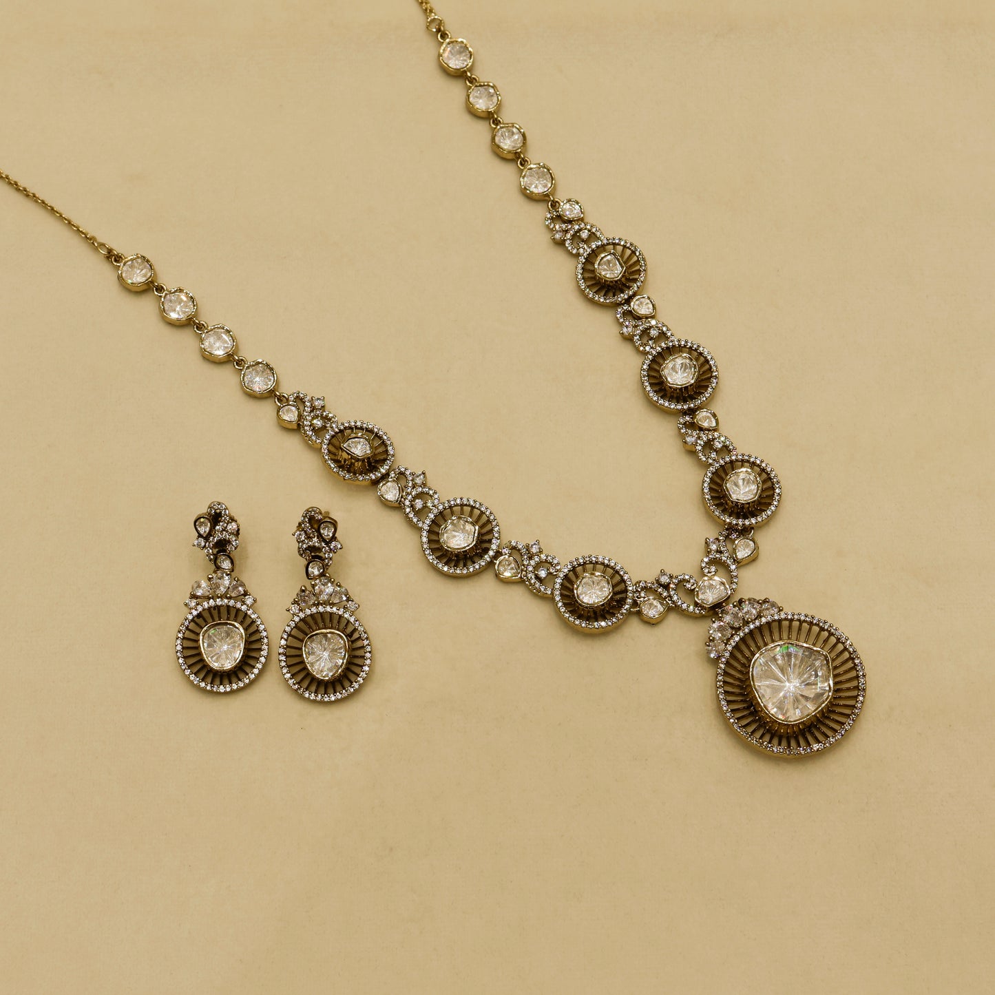 Aanura Long Kundan Necklace with Statement Pendant