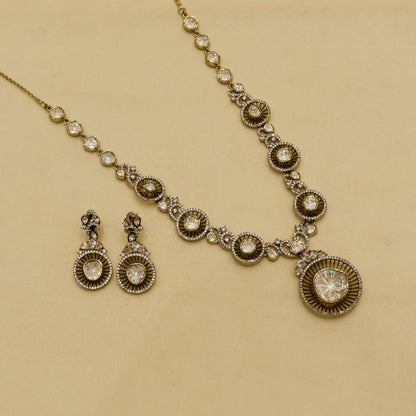 Aanura Long Kundan Necklace with Statement Pendant