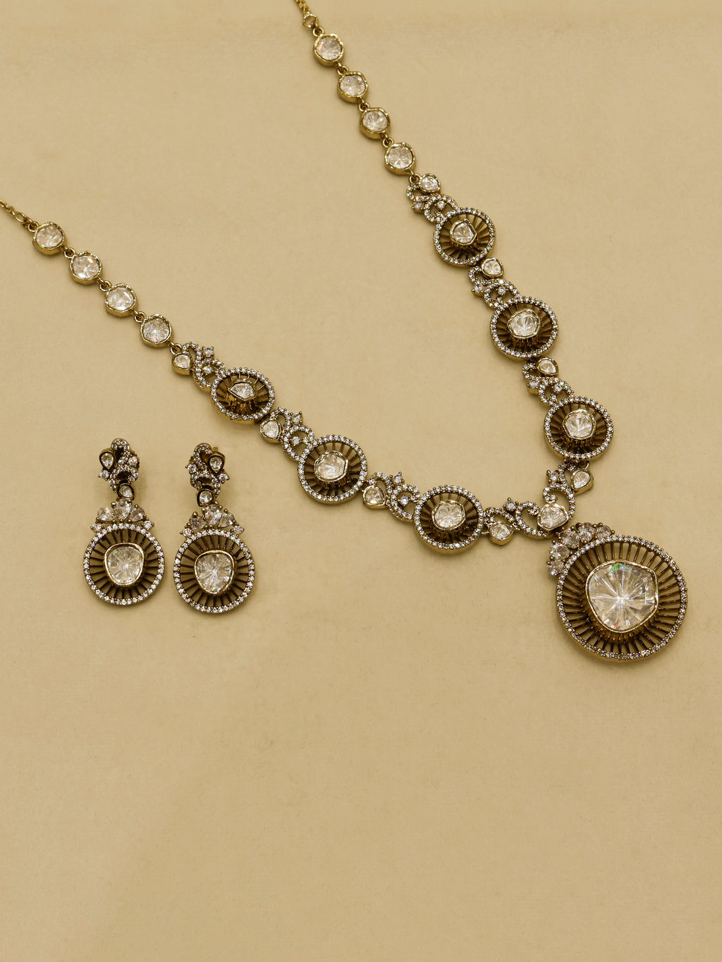 Aanura Long Kundan Necklace with Statement Pendant