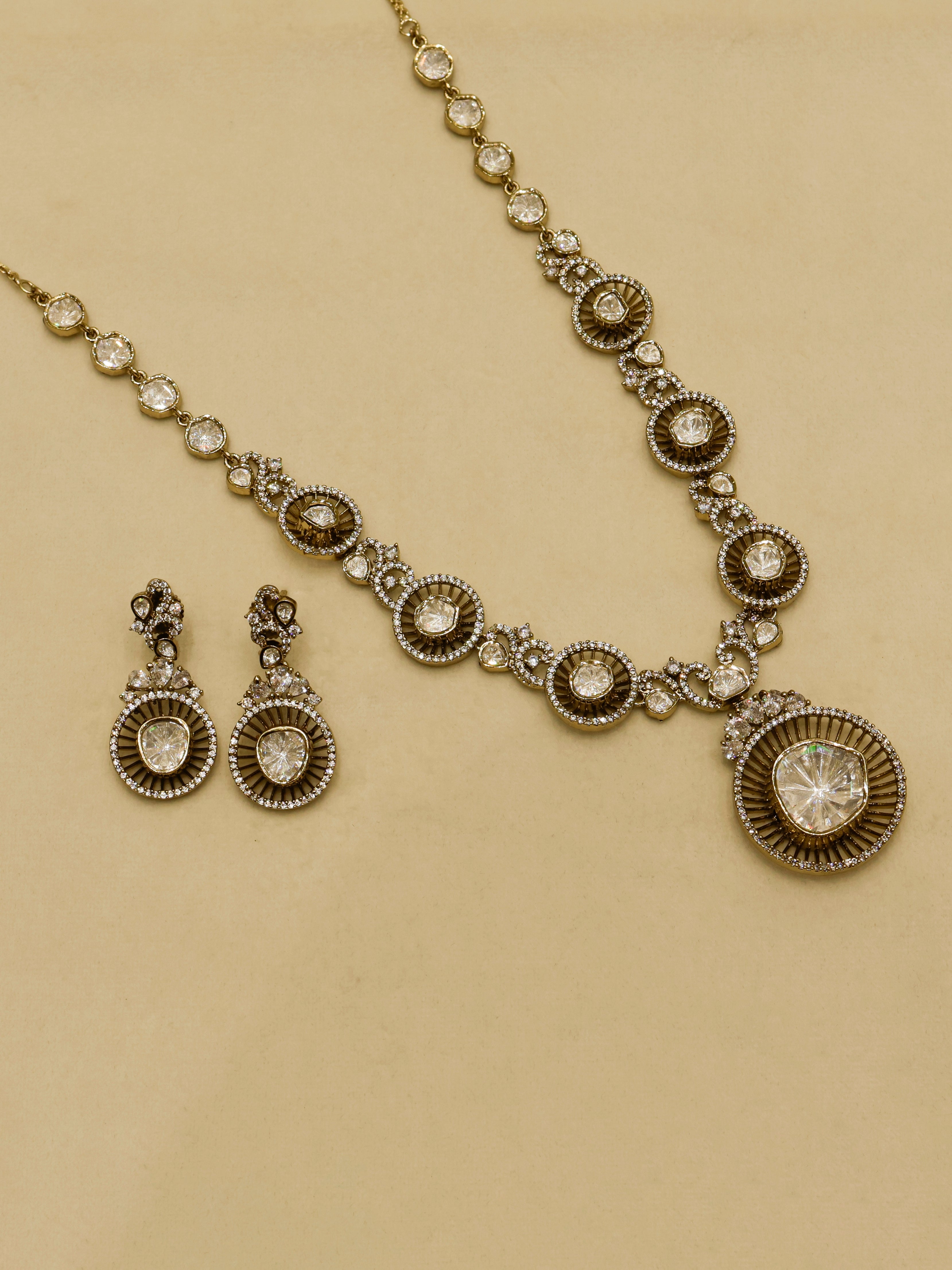 Aanura Long Kundan Necklace with Statement Pendant