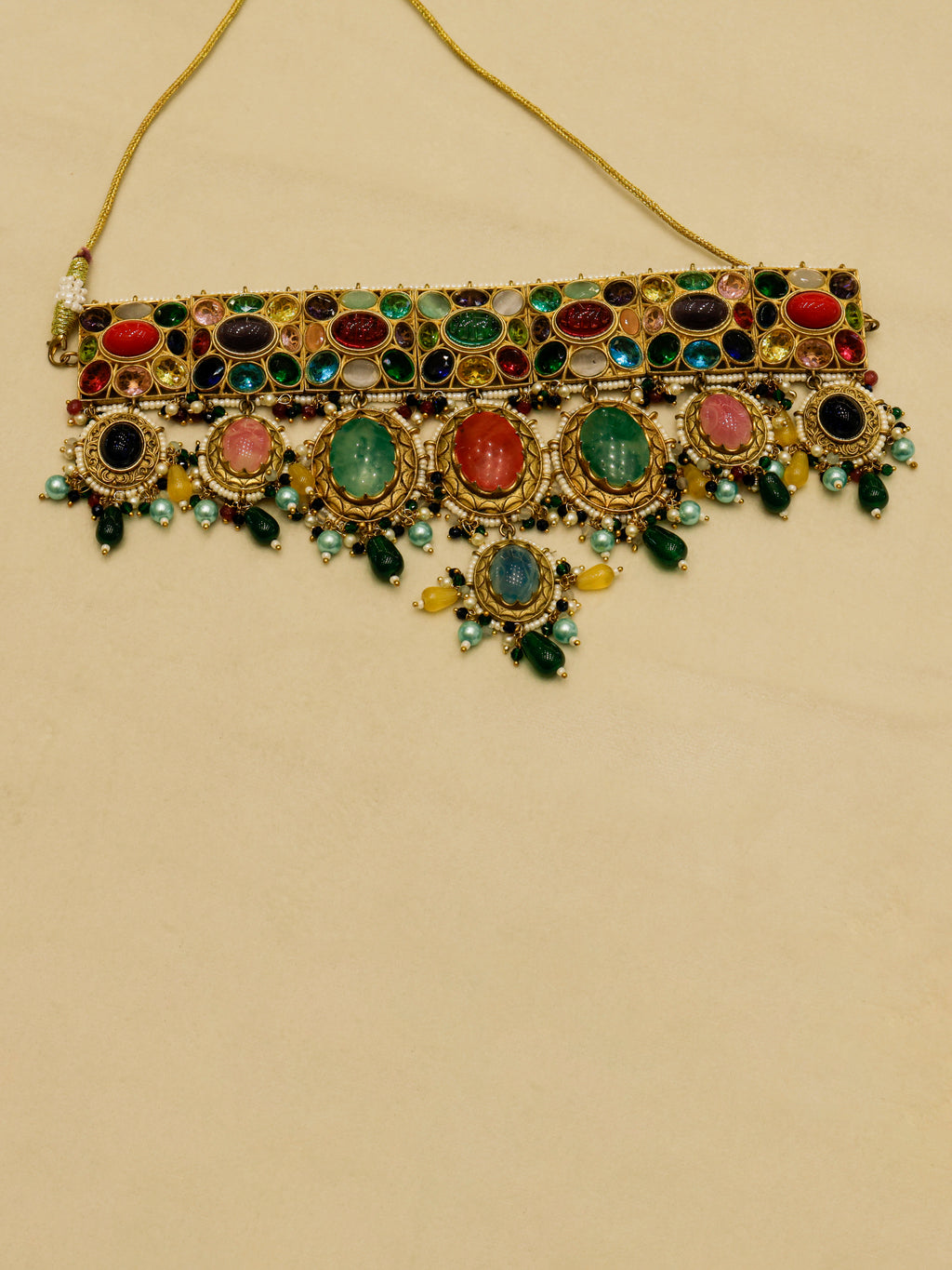 Aanura Multi-Colour Stone Choker Necklace Set