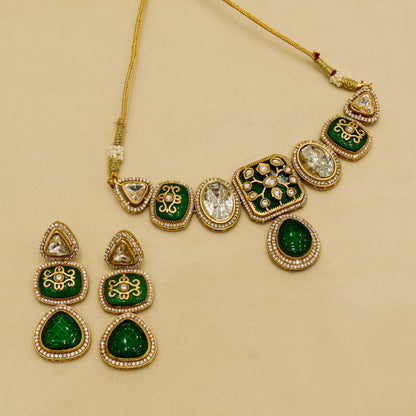 Aanura Kundan Choker Necklace with Teardrop Pendant
