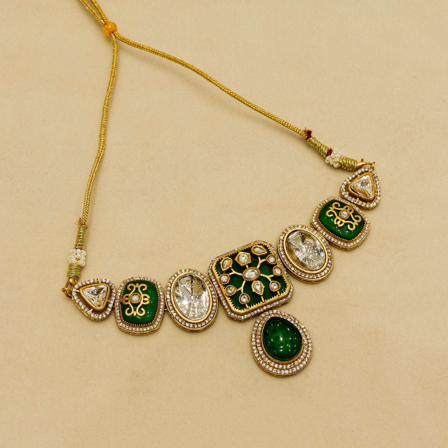 Aanura Kundan Choker Necklace with Teardrop Pendant