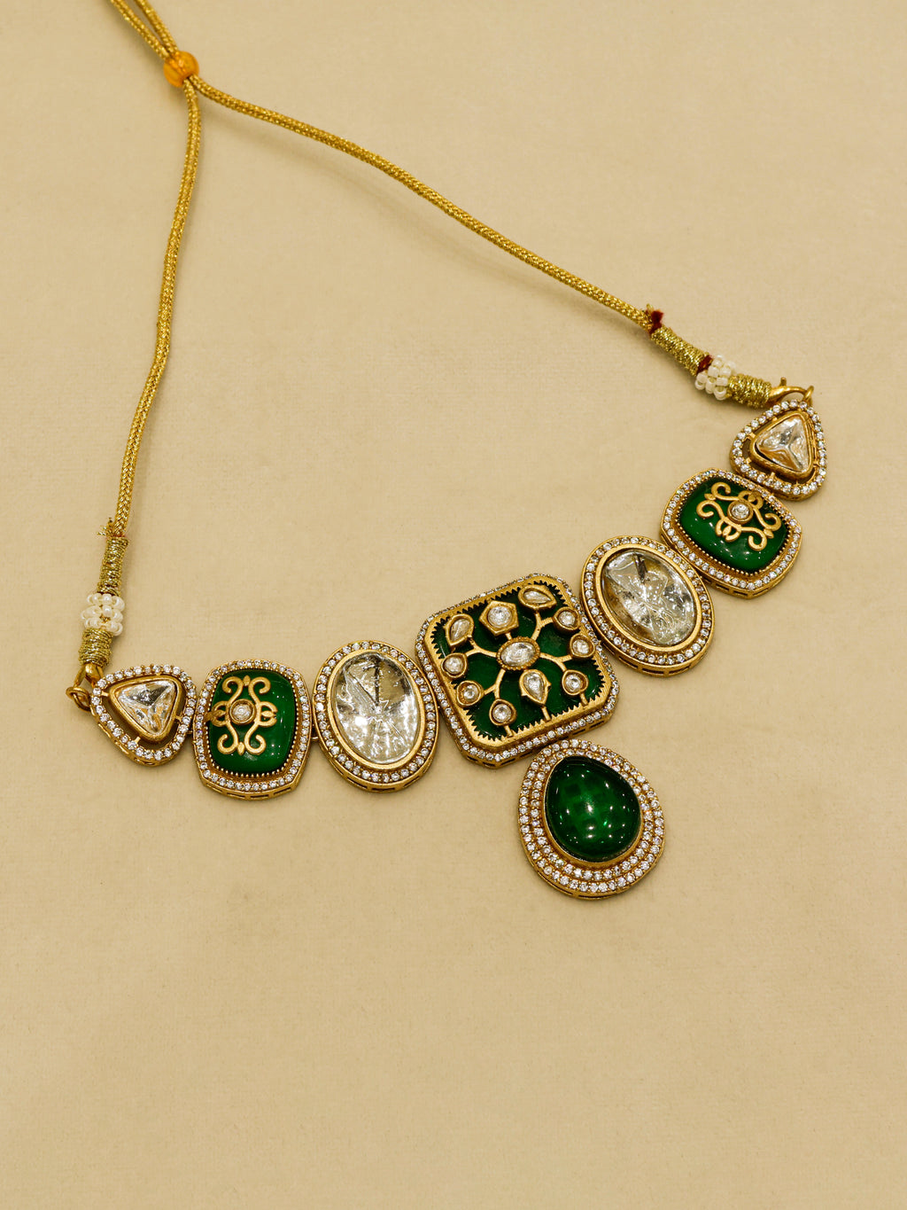Aanura Kundan Choker Necklace with Teardrop Pendant
