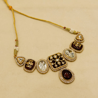 Aanura Kundan Choker Necklace with Teardrop Pendant