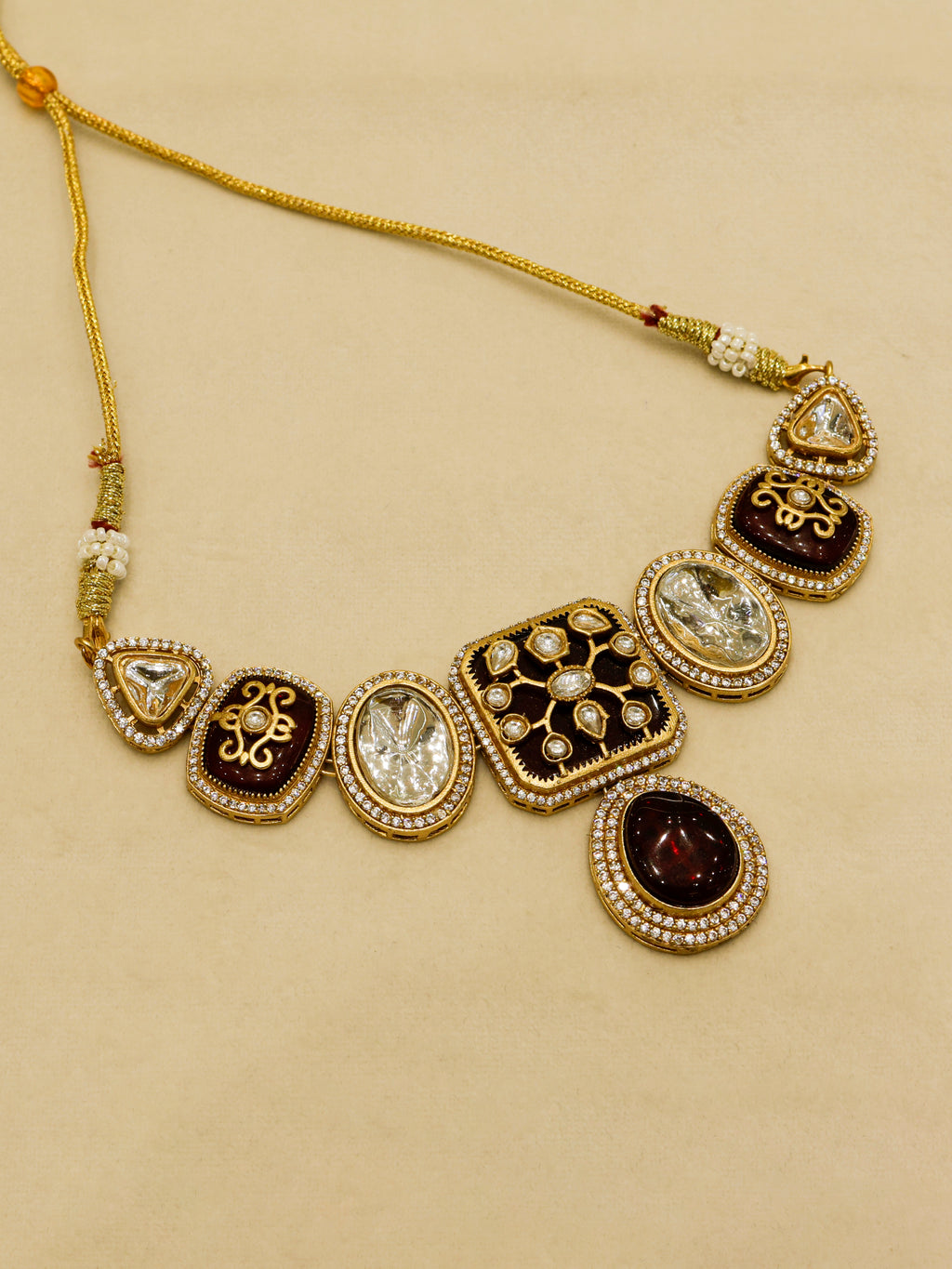 Aanura Kundan Choker Necklace with Teardrop Pendant
