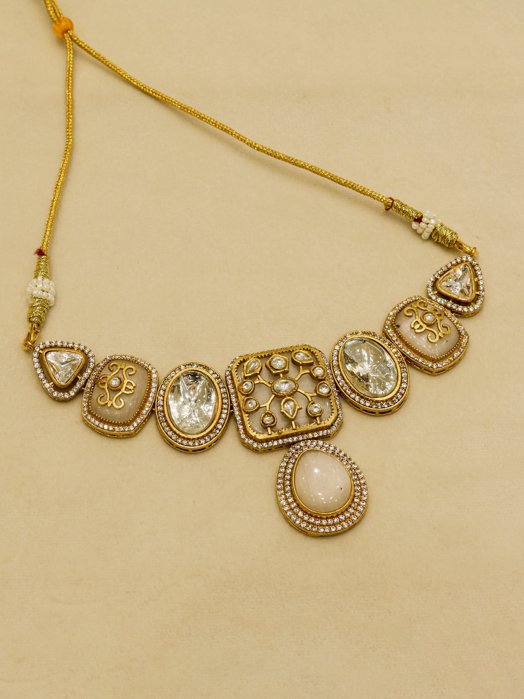 Aanura Kundan Choker Necklace with Teardrop Pendant