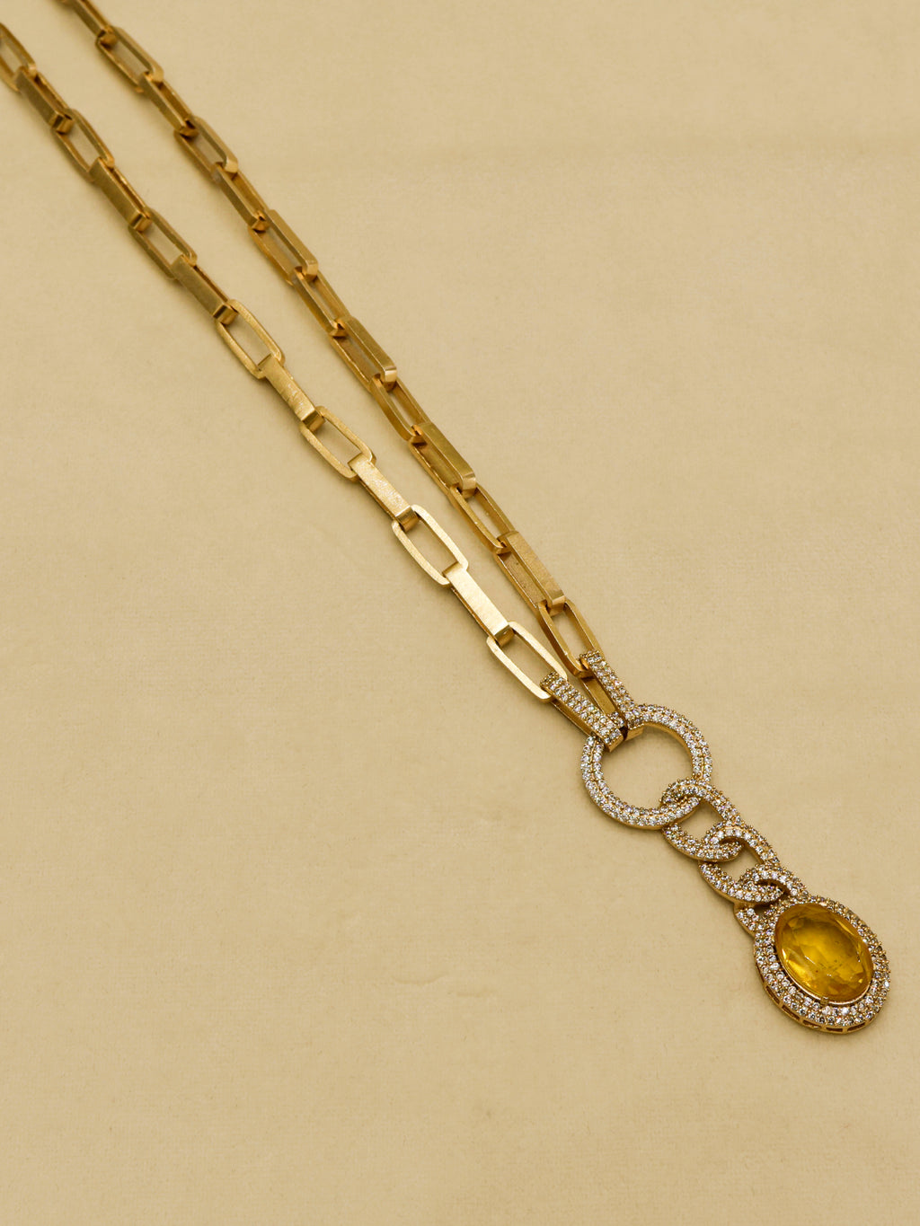 Aanura Red Stone Chain-Link Necklace with Earrings