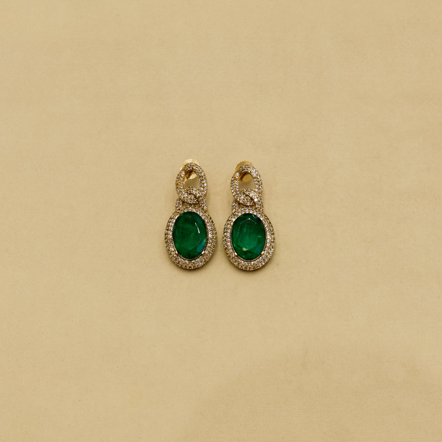 Aanura Red Stone Chain-Link Necklace with Earrings