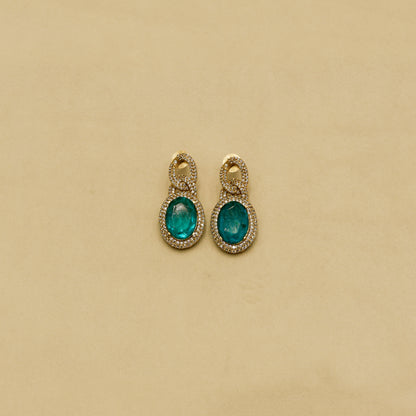 Aanura Red Stone Chain-Link Necklace with Earrings