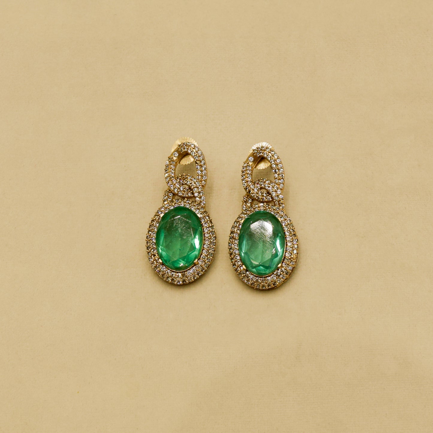 Aanura Red Stone Chain-Link Necklace with Earrings