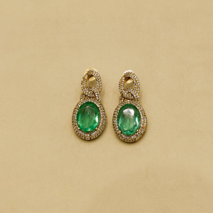 Aanura Red Stone Chain-Link Necklace with Earrings