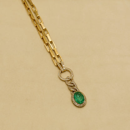 Aanura Red Stone Chain-Link Necklace with Earrings