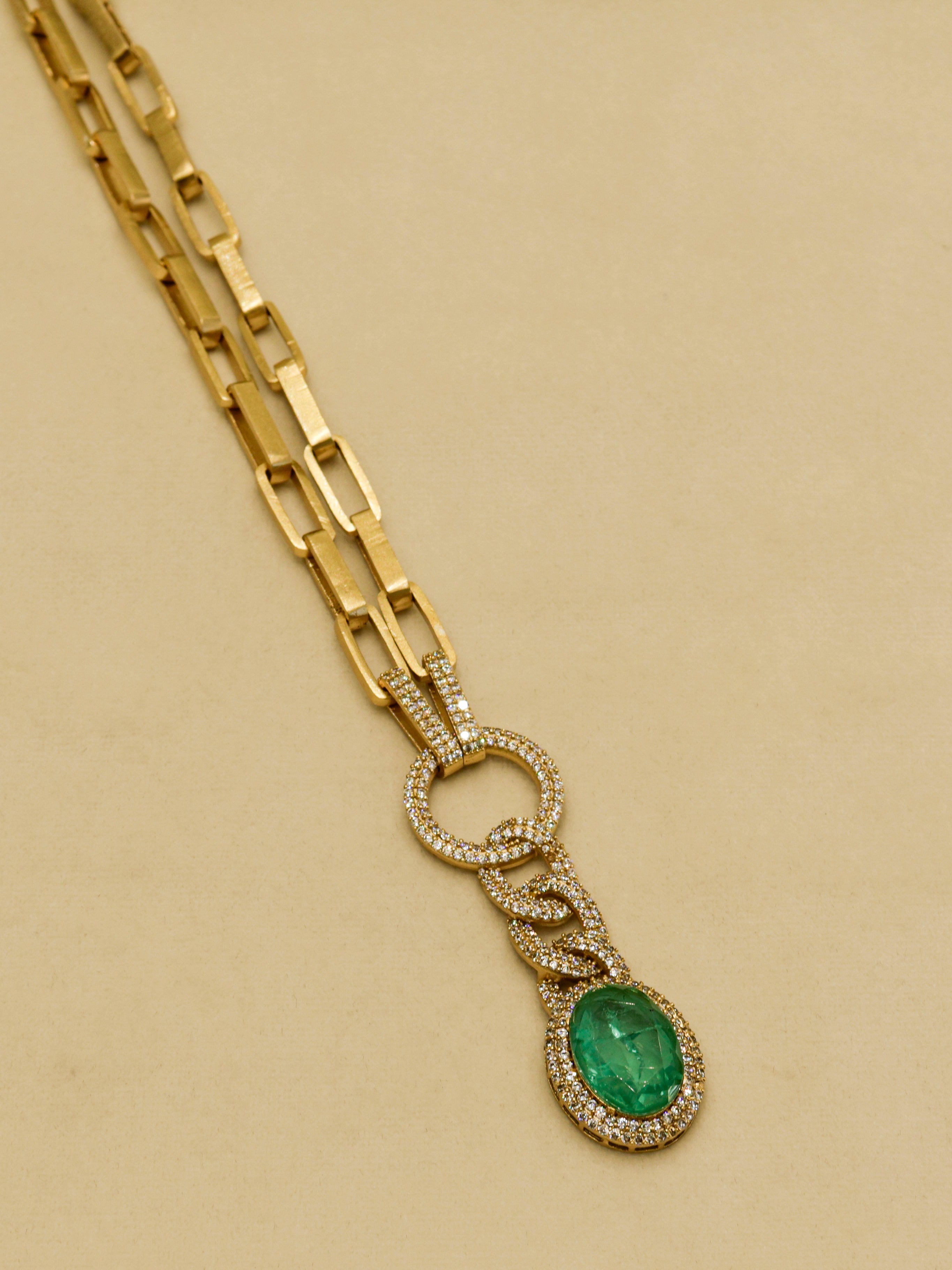 Aanura Red Stone Chain-Link Necklace with Earrings