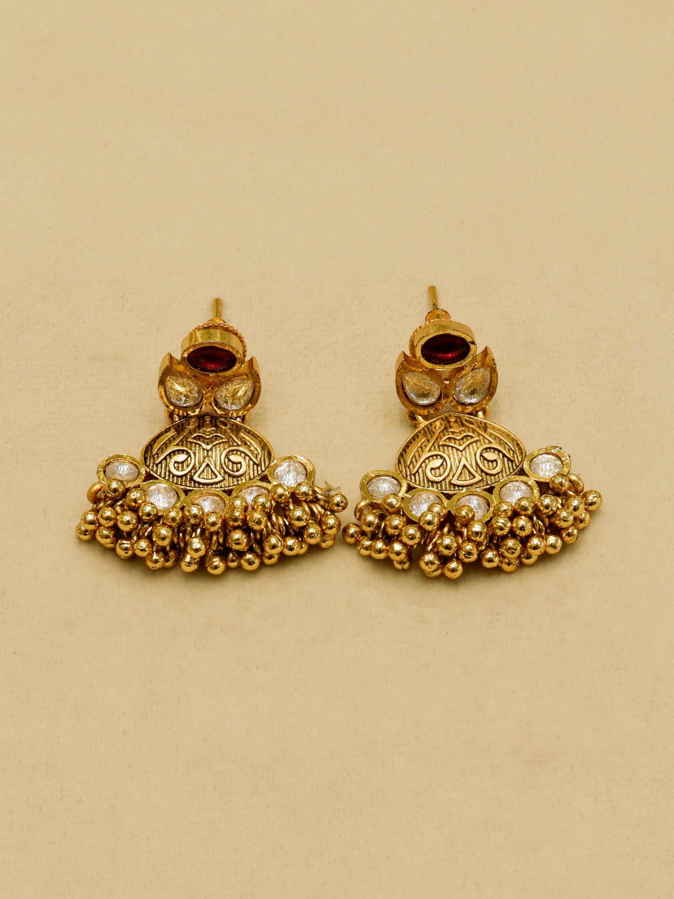 Aanura Antique Gold Kundan Choker Necklace Set