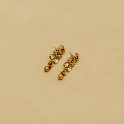 Aanura Ruby Beaded Kundan Necklace with Earrings