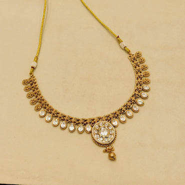 Aanura Ruby Beaded Kundan Necklace with Earrings