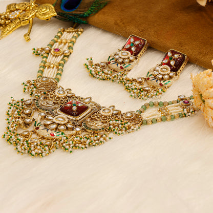 Aanura Rajasthani Meenakari Kundan Choker Necklace