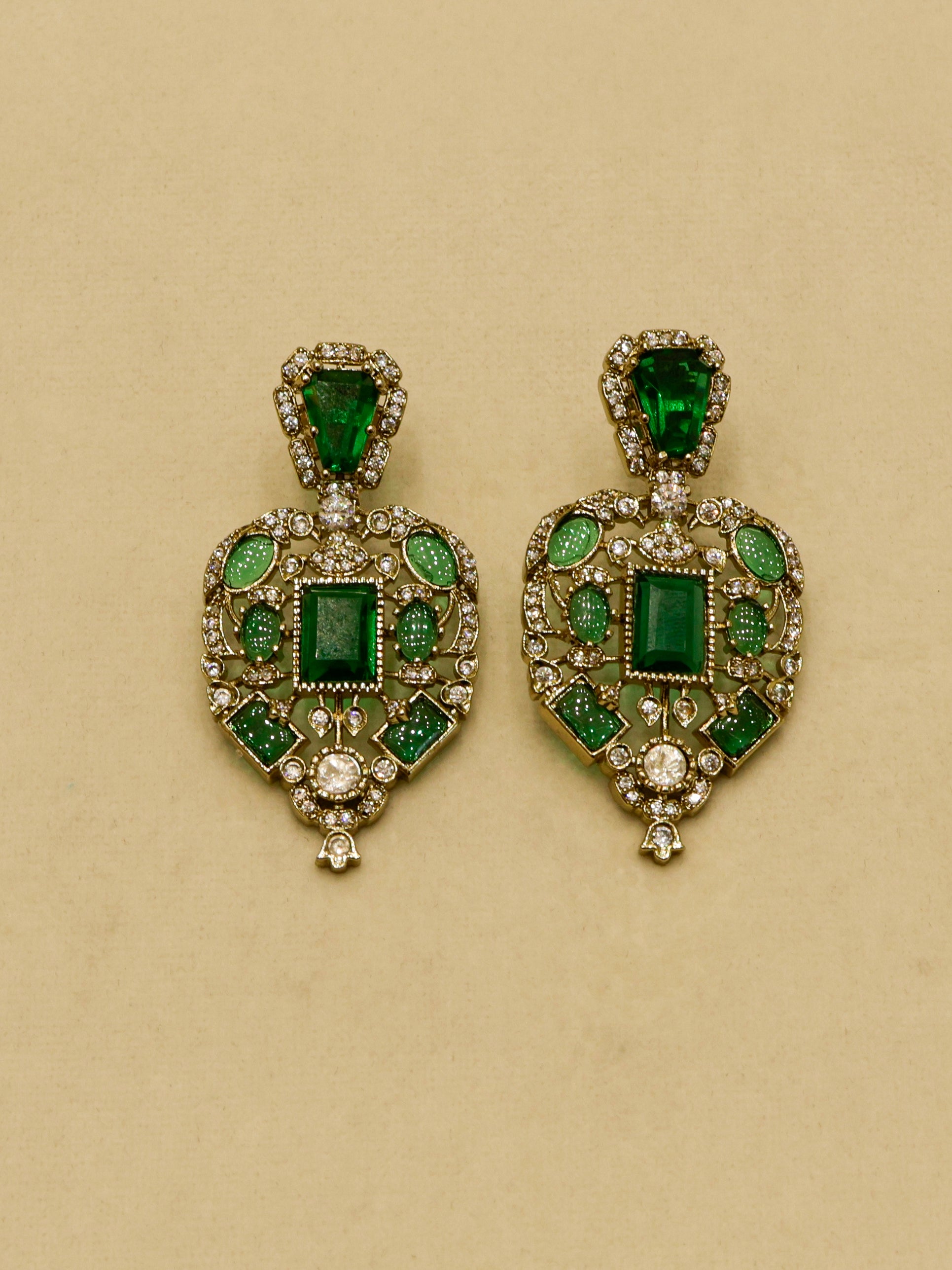 Aanura Red Stone Antique Kundan Necklace & Earrings