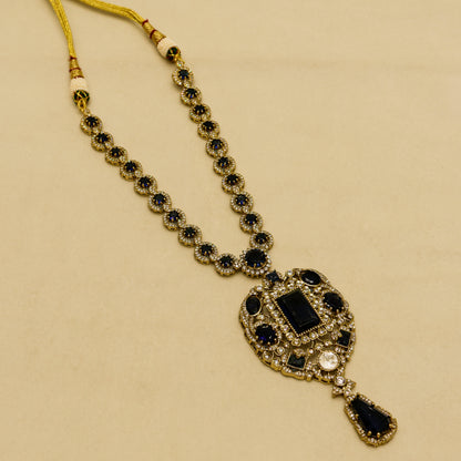 Aanura Red Stone Antique Kundan Necklace & Earrings