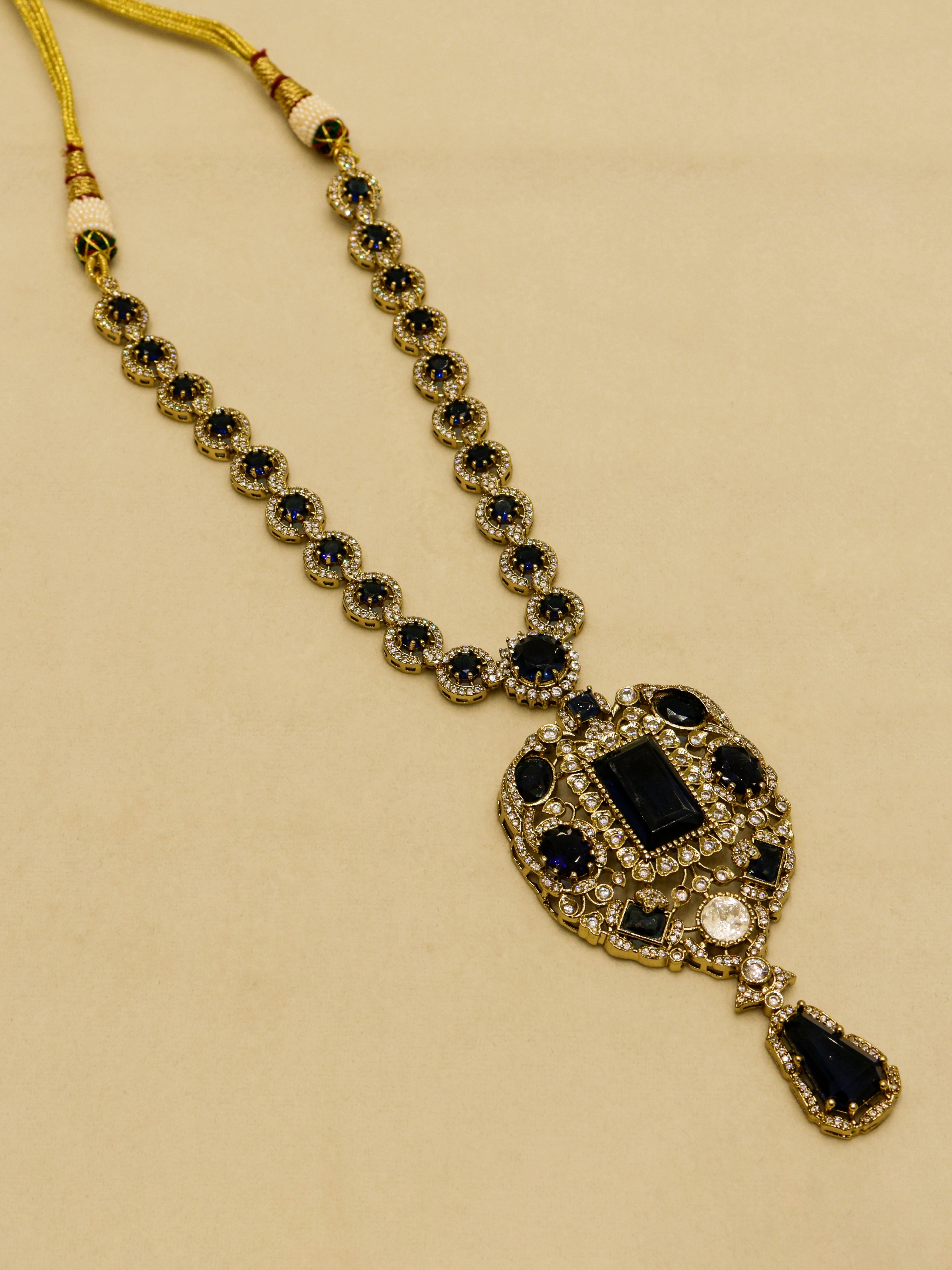 Aanura Red Stone Antique Kundan Necklace & Earrings