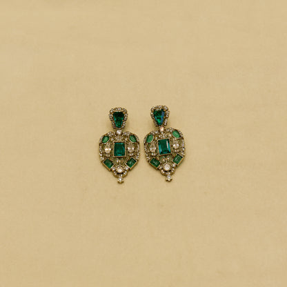 Aanura Red Stone Antique Kundan Necklace & Earrings