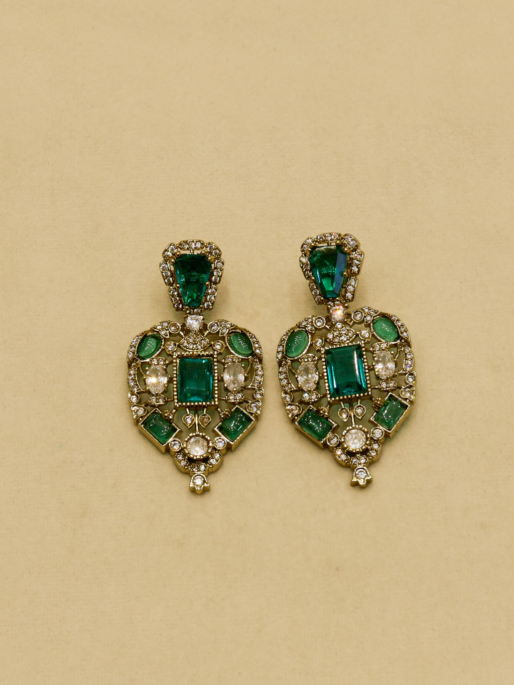 Aanura Red Stone Antique Kundan Necklace & Earrings