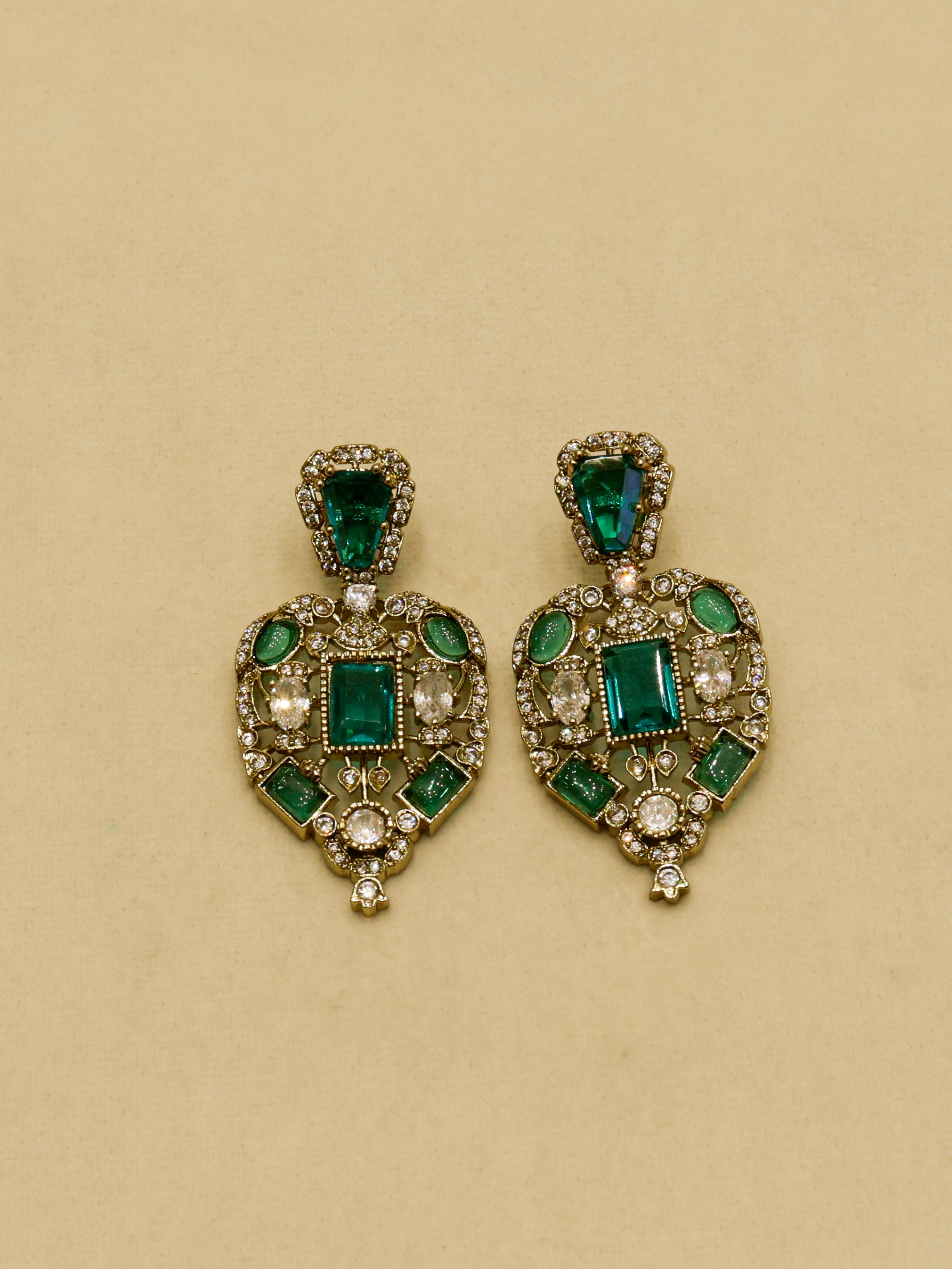 Aanura Red Stone Antique Kundan Necklace & Earrings