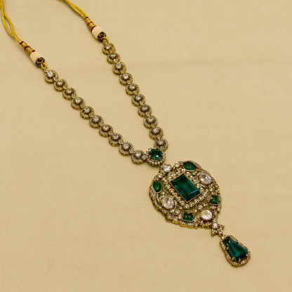 Aanura Red Stone Antique Kundan Necklace & Earrings