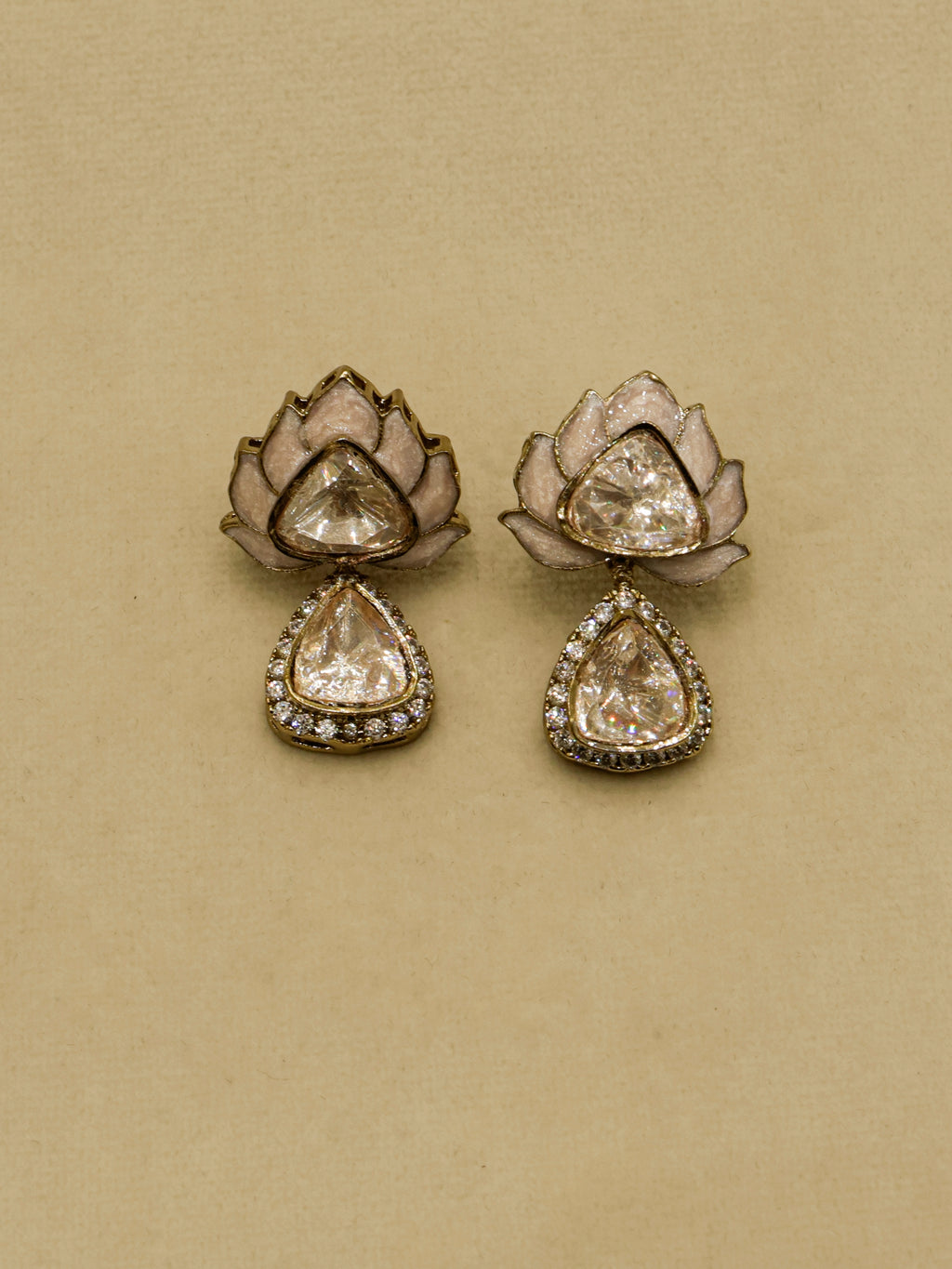 Aanura Lotus Motif Long Necklace Set with Earrings