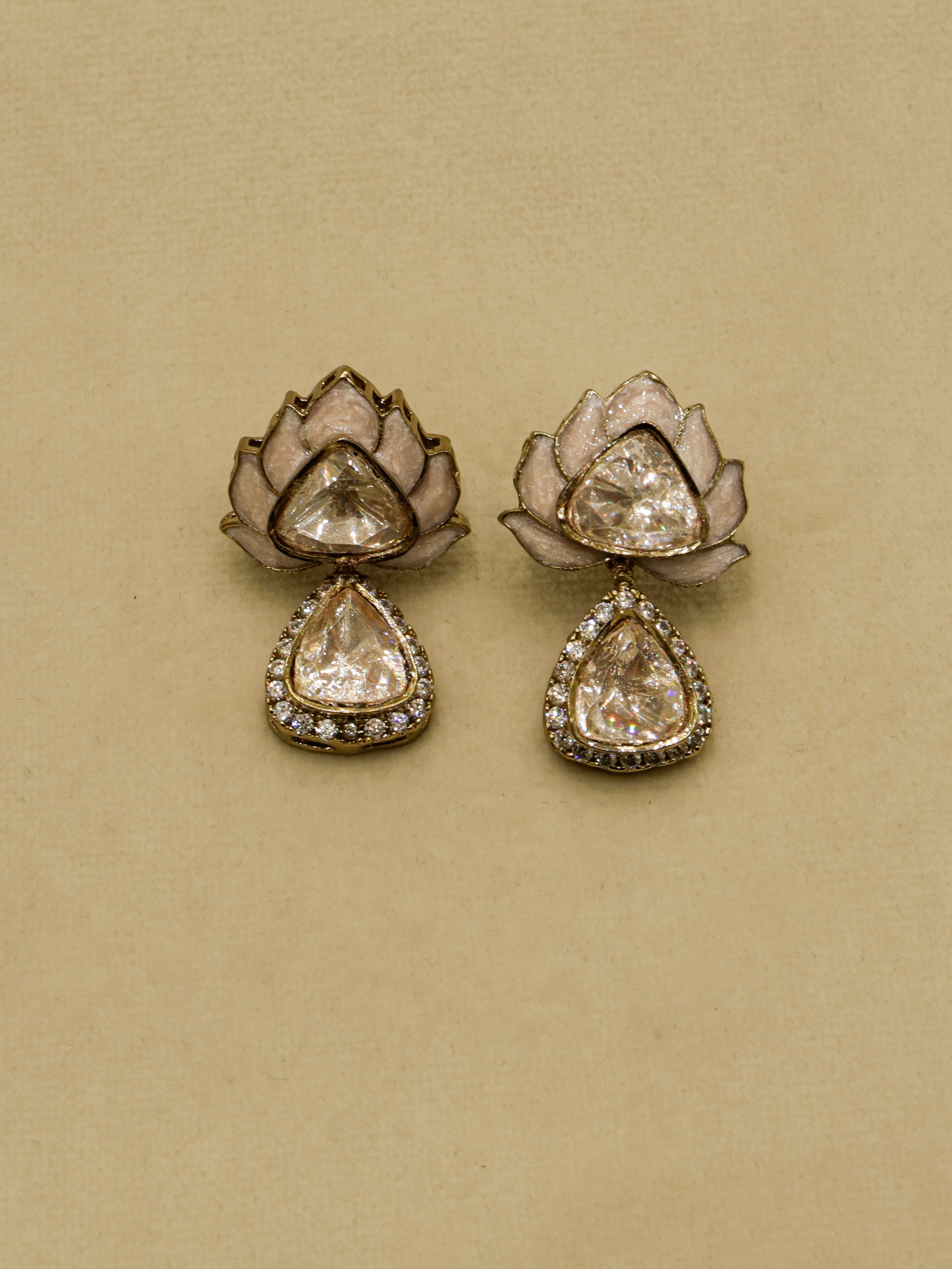 Aanura Lotus Motif Long Necklace Set with Earrings