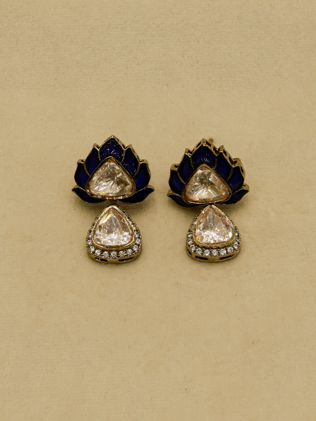 Aanura Lotus Motif Long Necklace Set with Earrings