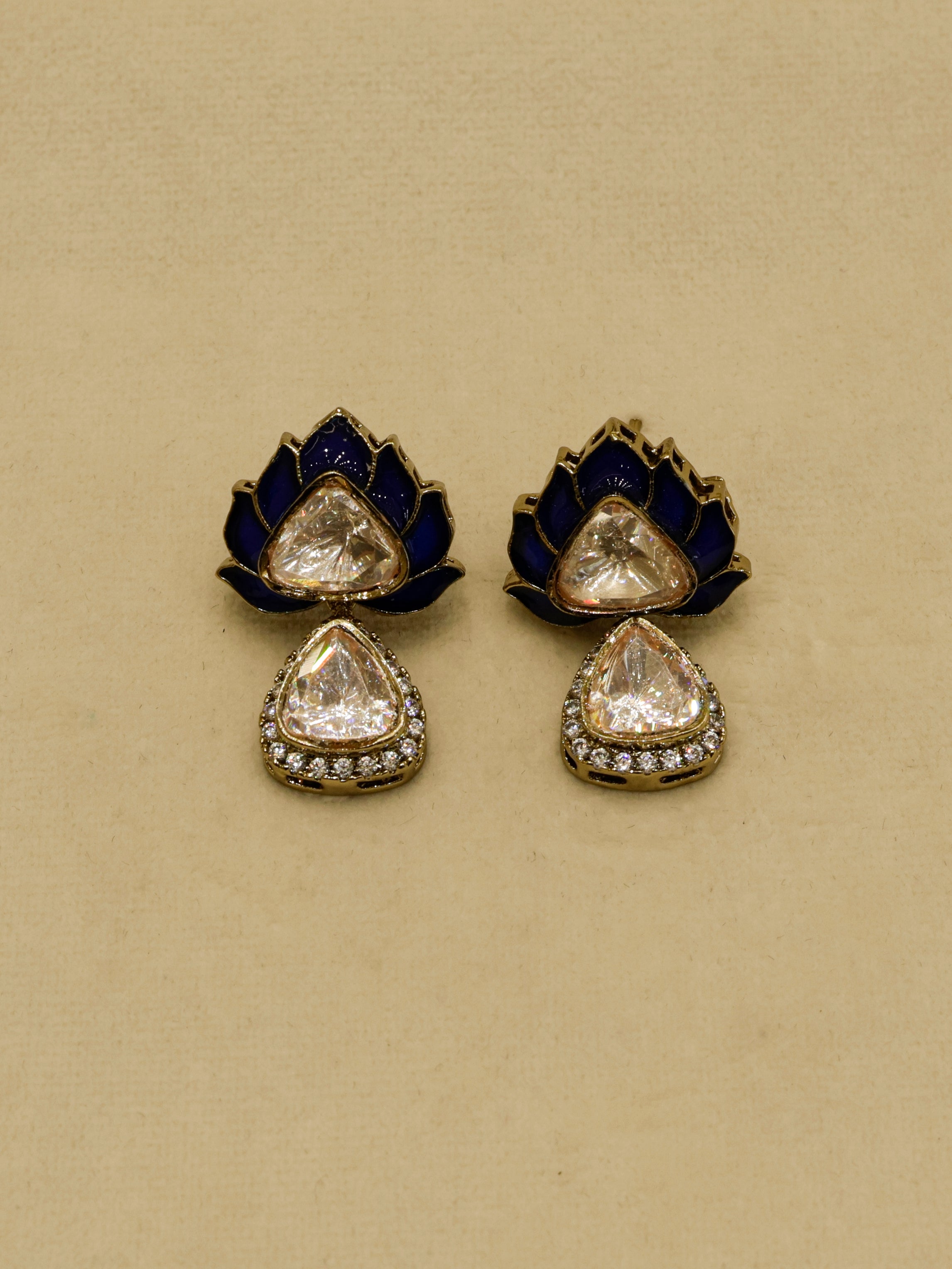 Aanura Lotus Motif Long Necklace Set with Earrings