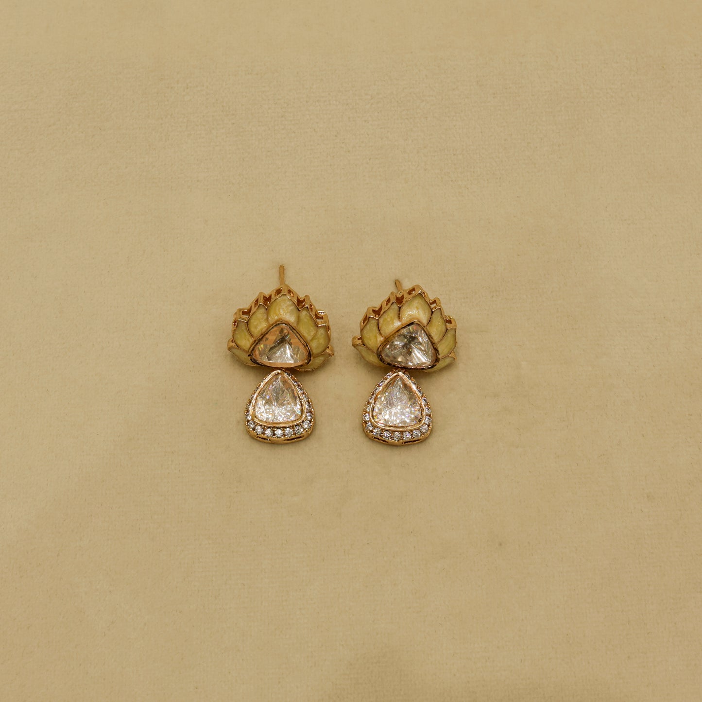 Aanura Lotus Motif Long Necklace Set with Earrings