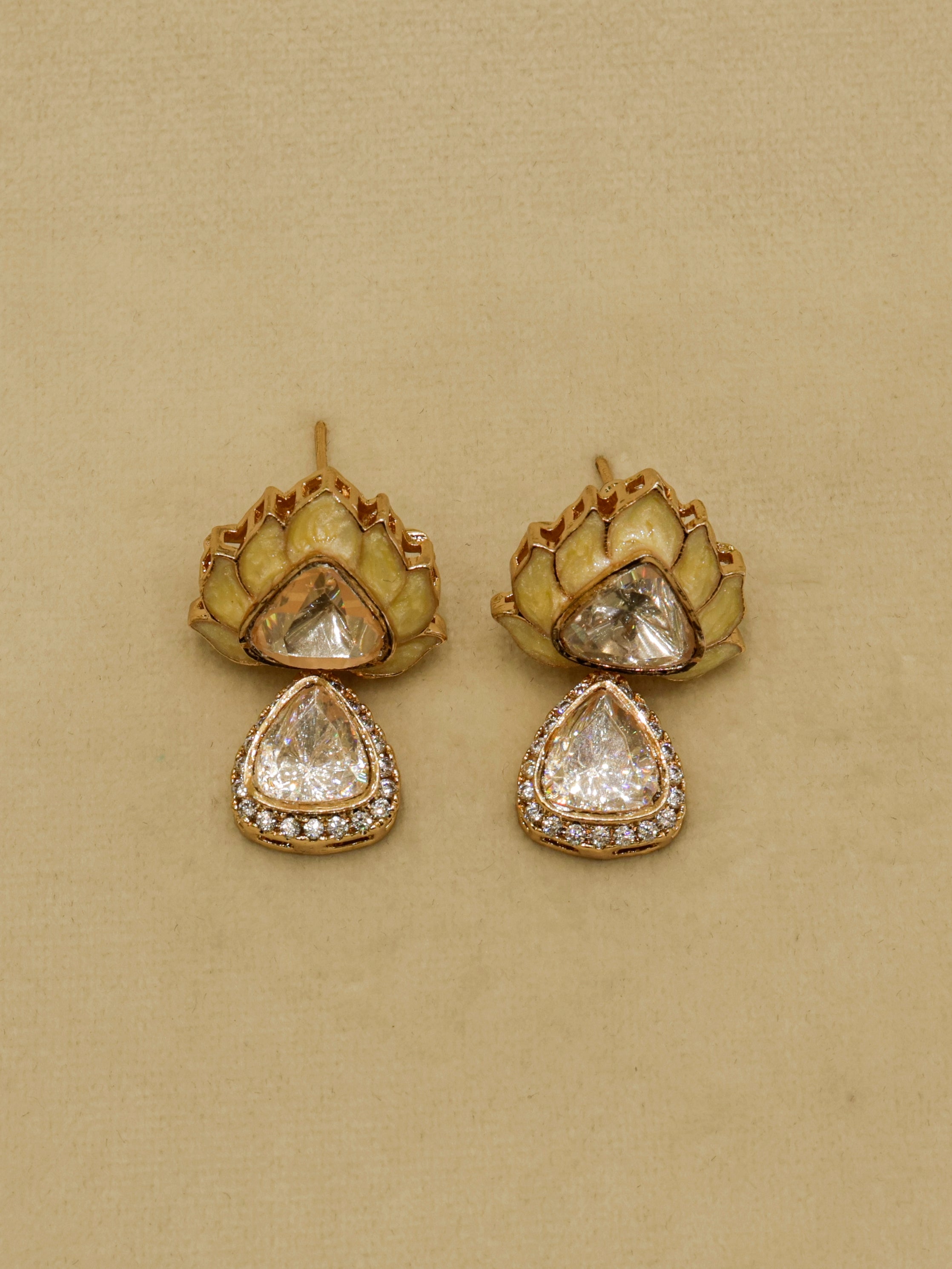 Aanura Lotus Motif Long Necklace Set with Earrings