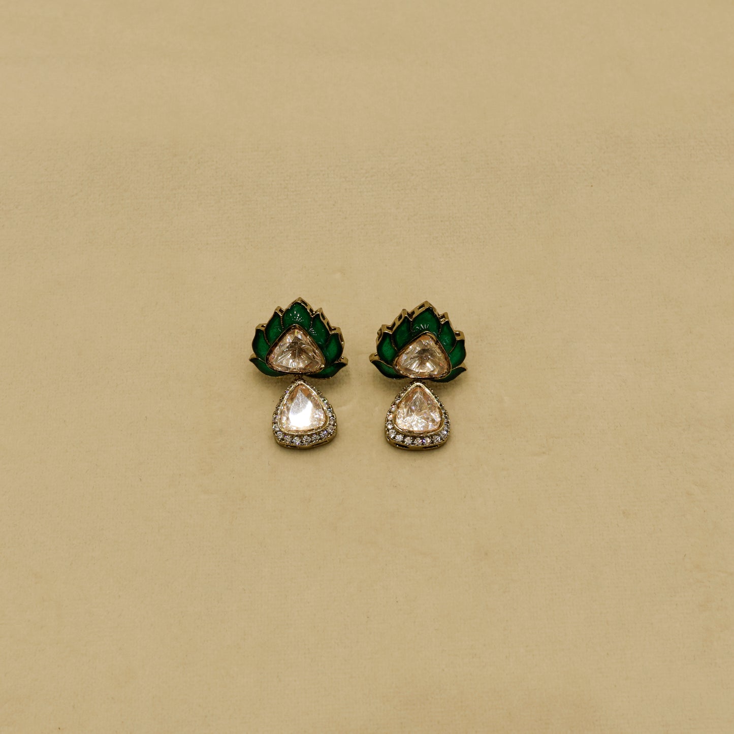 Aanura Lotus Motif Long Necklace Set with Earrings